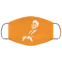 BRIGHT ORANGE Skeleton Face Mask Anti Microbial Ultra Breathable Knit Polyester Stretchy Banjo Playing Halloween Scary Skull Fabric Face Masks