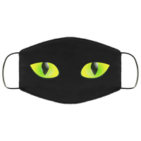 Black Cat Face Mask Face Halloween Masks Anti Microbial Ultra Breathable Knit Polyester Stretchy Green Eyes Cats Fabric Face Cover