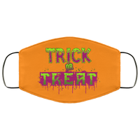 BRIGHT ORANGE Halloween Trick Or Treat Face Mask Anti Microbial Ultra Breathable Knit Polyester Stretchy Scary Fabric Face Masks