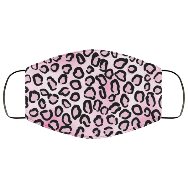 White And Pink Leopard Face Mask Anti-Bacterial 3 Layer Stretchy Animal Spots Fabric Face Masks