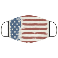 Distressed American Flag Face Mask Copper Infused Anti-Bacterial 3 Layer Stretchy US 4th Of July Stars Red White And Blue Fabric Face Masks