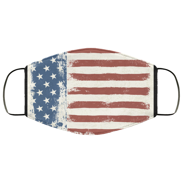 Distressed American Flag Face Mask Copper Infused Anti-Bacterial 3 Layer Stretchy US 4th Of July Stars Red White And Blue Fabric Face Masks