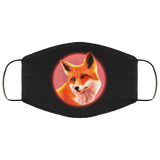 Cute Fox Face Mask Copper Infused Anti-Bacterial 3 Layer Stretchy Cool Wild Animal Print Fabric Face Masks