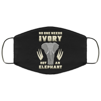 No One Needs Ivory African Elephant Face Mask Copper Infused Anti-Bacterial 3 Layer Stretchy Animal Print Fabric Face Masks