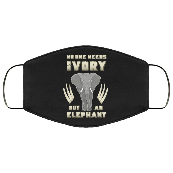 No One Needs Ivory African Elephant Face Mask Copper Infused Anti-Bacterial 3 Layer Stretchy Animal Print Fabric Face Masks