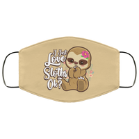 I Love Sloth Face Mask Copper Infused Anti-Bacterial 3 Layer Stretchy Animal Print Baby Sloths Fabric Face Masks