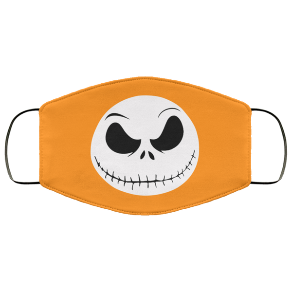 BRIGHT ORANGE Nightmare Before Christmas Face Mask Anti-Bacterial Micro Knit Polyester Stretchy Halloween Cute Jack Skellington Fabric Face Masks