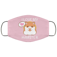 I Love My Hamster Face Mask Copper Infused Anti-Bacterial 3 Layer Stretchy Cute Animal Print Fabric Face Masks