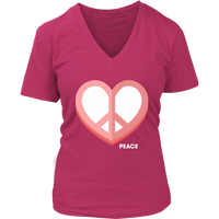 Love Peace Heart Sign T-Shirt - Valentine Retro Tee 60s - Womens Plus Size up to 4X