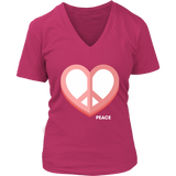 Love Peace Heart Sign T-Shirt - Valentine Retro Tee 60s - Womens Plus Size up to 4X