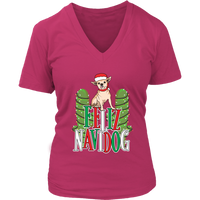 Feliz Navidad Dog Pun Tshirt - Navidog Christmas T-Shirt - Womens Plus Size Up To 4X