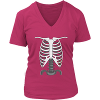 Ribcage Skeleton Tshirt - Halloween Spooky Bones Tee - Womens Plus Size up to 4X