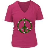 Flowers Vines Peace Sign T-Shirt - Retro 60s 70s Hippie Tee - Womens Plus Size up to 4X