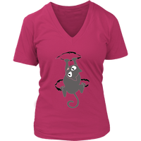 Hanging Cat T-Shirt - Climbing Clinging Kitty Tee Shirt - Womens Plus Size up to 4X