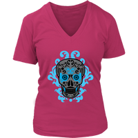 Halloween T-Shirt - Skull and Butterflies Graphic Shirt - Womens Plus Size Up To 4X