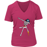 Dabbing Pirate Skeleton Tshirt - Funny Halloween Dab T-Shirt - Womens Plus Size Up To 4X