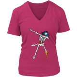 Dabbing Pirate Skeleton Tshirt - Funny Halloween Dab T-Shirt - Womens Plus Size Up To 4X