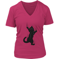 Cat T-Shirt - Climbing Kitty Tshirt - Cats Claw Scratch Tee - Womens Plus Size Up To 4X