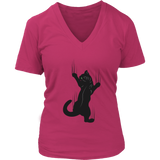 Cat T-Shirt - Climbing Kitty Tshirt - Cats Claw Scratch Tee - Womens Plus Size Up To 4X