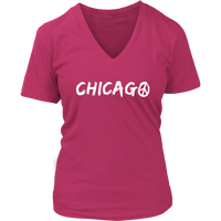 Chicago Illinois Peace Sign T-Shirt Retro Hippie Windy City Womens Plus Size