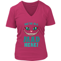 We're All Mad Here Smiling Cat T-Shirt - Cheshire Cats - Womens Plus Size Up To 4X