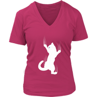 Clinging Kitty T-Shirt - Climbing Cat Tshirt - Claw Marks - Womens Plus Size Up To 4X