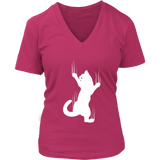 Clinging Kitty T-Shirt - Climbing Cat Tshirt - Claw Marks - Womens Plus Size Up To 4X