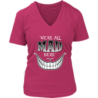 We're All Mad Here Wonderland T-Shirt Cheshire Cat Tee - Womens Plus Size Up To 4X