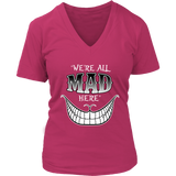 We're All Mad Here Wonderland T-Shirt Cheshire Cat Tee - Womens Plus Size Up To 4X