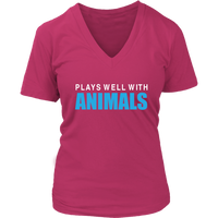 Plays Well With Animals - Pet Lover Shirt - Animal Rescue - Womens Plus Size Up To 4X