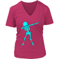 Neon Dabbing Skeleton Tshirt - Dancing Halloween Bones - Womens Plus Size up to 4X