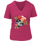 Skull and Flowers Shirt - Halloween T-Shirt - Graphic Tee - Womens Plus Size Up To 4X