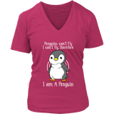 Penguins Can't Fly Cute Penguin Bird Flightless Animal V-Neck T-Shirt Womens Plus Size S-4XL