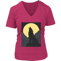 Howling Wolf T-Shirt - Halloween Art T Shirt - Full Moon - Womens Plus Size up to 4X