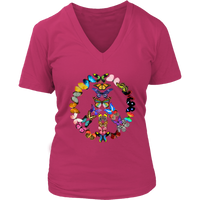 Peace Sign Butterflies Tshirt 60's 70's Boho Butterfly Retro Gift V-Neck T-Shirt Womens Plus Size S-4XL