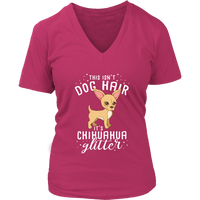 Dog Hair Chihuahua Glitter T-Shirt Puppy Pet Owner Tee - Womens Plus Size Up To 4X