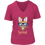 Sarcastic Serval Cat Funny I'm All Ears Wild Animal Feline V-Neck T-Shirt Womens Plus Size S-4XL