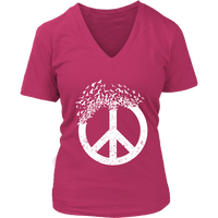 Dove Birds Peace Sign T-Shirt - Doves 70s Retro Tee - Womens Plus Size up to 4X