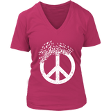 Dove Birds Peace Sign T-Shirt - Doves 70s Retro Tee - Womens Plus Size up to 4X