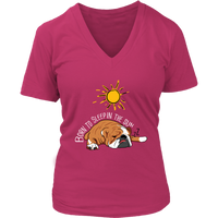 Sleeping Dog Tshirt - Summer Sun Tanning T-Shirt - Bulldog - Womens Plus Size Up To 4X