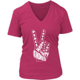 Peace Love Hand Sign T-Shirt - Kindness Unity 60s Retro Tee - Womens Plus Size up to 4X