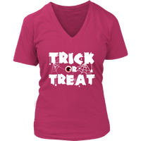 Trick or Treat T-Shirt Halloween Scary Eyeball Cobwebs Tee - Womens Plus Size up to 4X