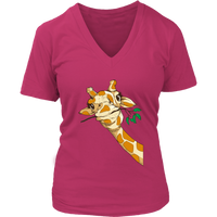 Funny Giraffe Safari Zoo Animal Love Giraffes V-Neck T-Shirt Womens Plus Size S-4XL