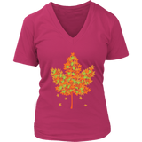 Autumn Season Maple Leaf Tshirt - Fall Leaves T-Shirt - Womens Plus Size Up To 4X