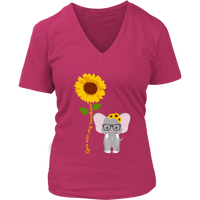 Sunflower Elephant T-Shirt Animal Flowers You are My SunshineTee Plus Size V-Neck Up to 4X