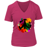 Paint Splatter Peace Sign T-Shirt - Retro Flowers Tee - Womens Plus Size Up To 4X