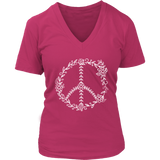 Flowers and Leaves Peace Sign T-Shirt - Retro Flower Leaf - Womens Plus Size up to 4X