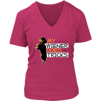 My Wiener Does Tricks Shirt - Weiner Dog T-Shirt - Graphic T - Womens Plus Size Up To 4X