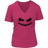 Evil Pumpkin Smile Tshirt - Creepy Jack O Lantern Tee - Womens Plus Size up to 4X