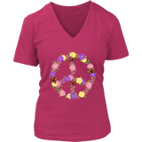 Flower Butterflies Peace Sign Tshirt - Retro 60s 70s Tee - Womens Plus Size Up To 4X